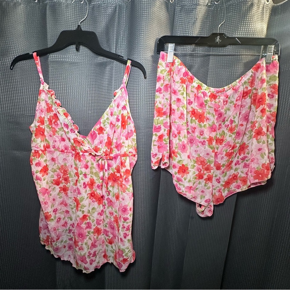 Morgan Taylor Intimates Pink Floral Camisole Set Size XL
